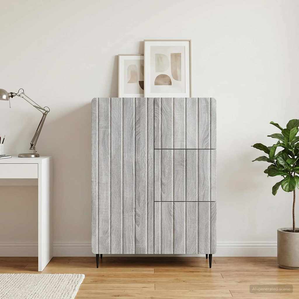 Sideboard Grå sonoma-eg 66 x 34,5 x 91,5 cm Konstrueret træ