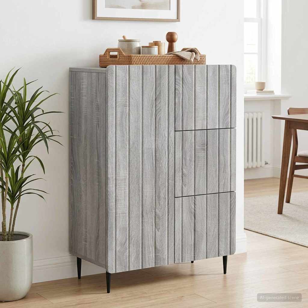 Sideboard Grå sonoma-eg 66 x 34,5 x 91,5 cm Konstrueret træ
