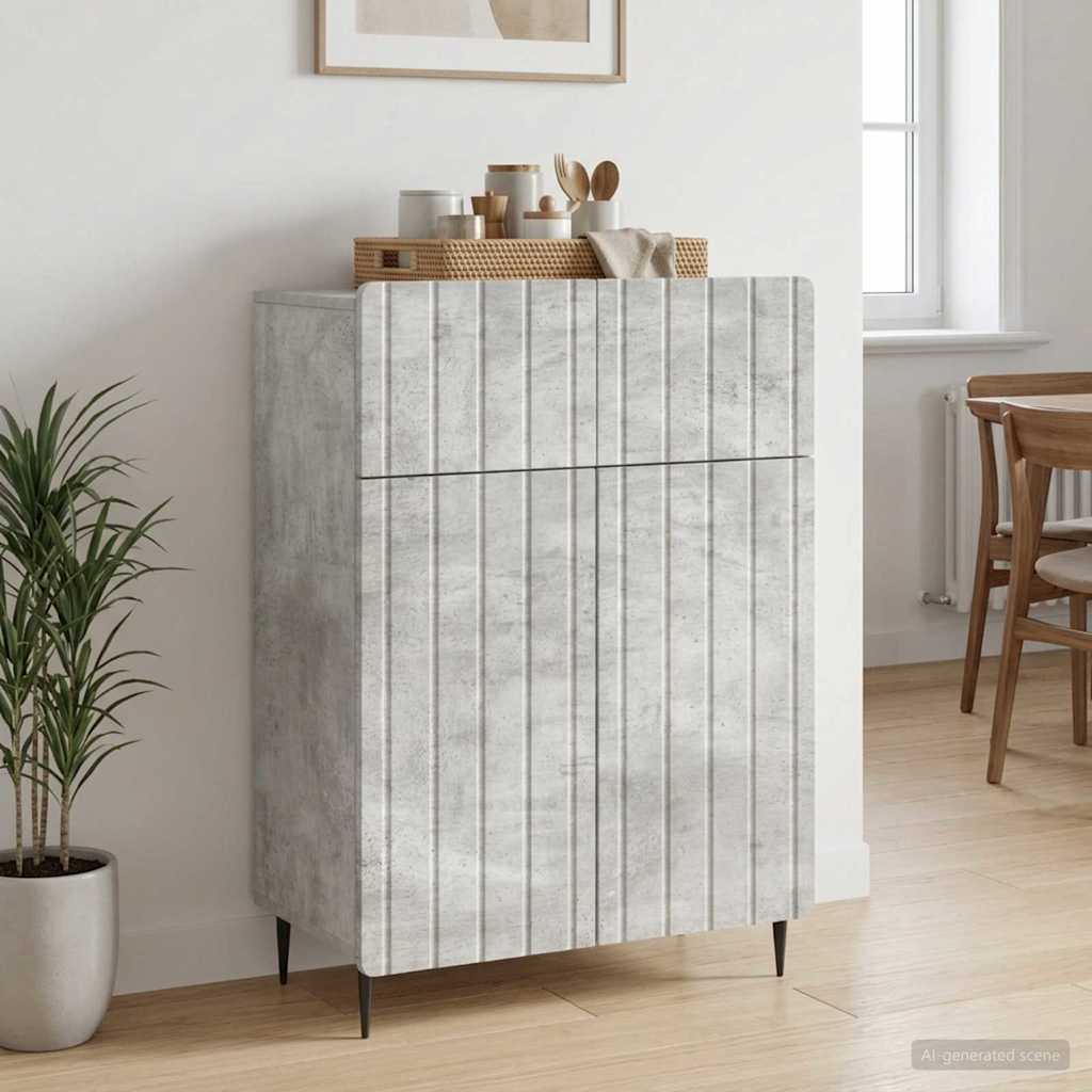Sideboard Betongrå 66 x 34,5 x 92 cm Konstrueret træ