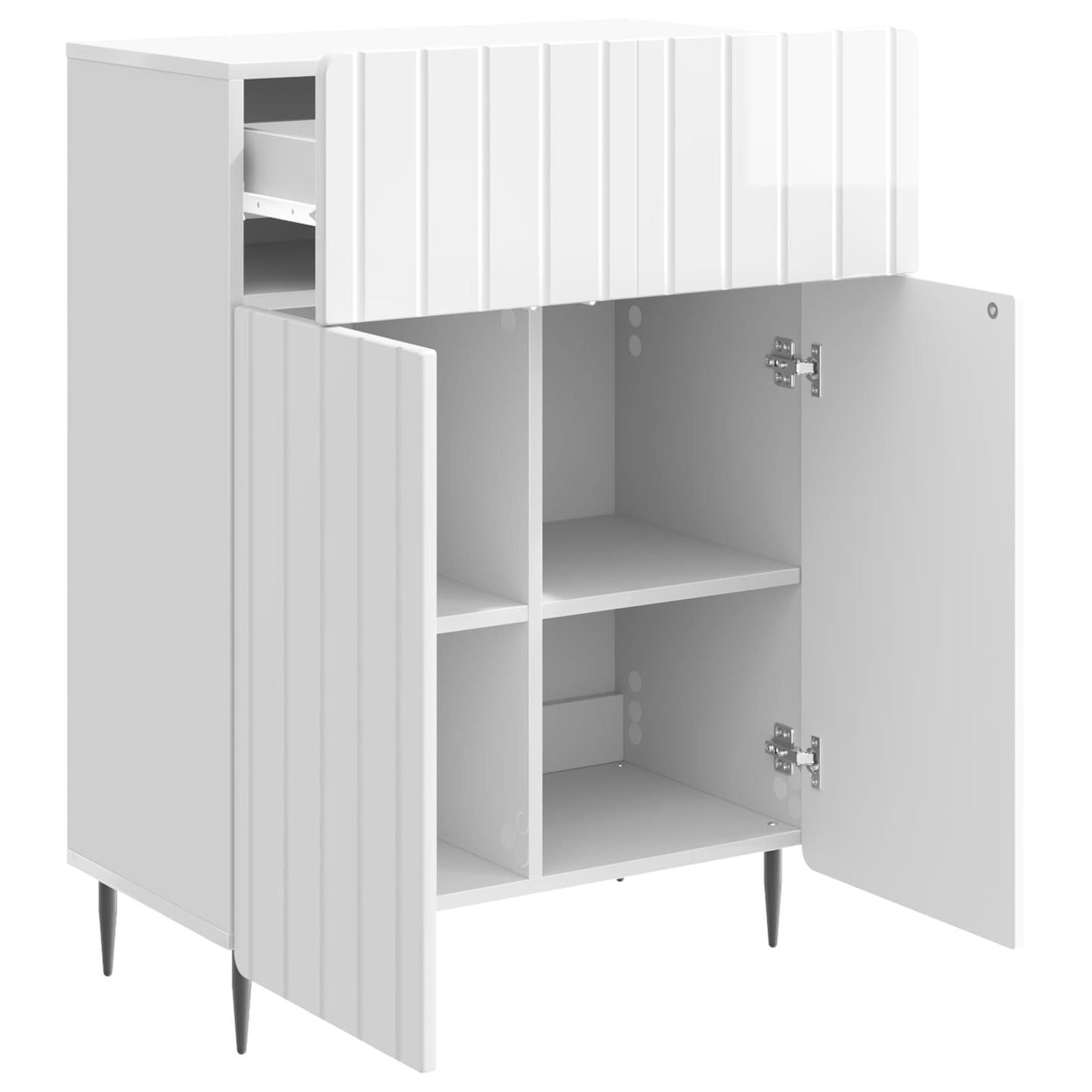 Sideboard Hvid højglans 66 x 34,5 x 92 cm Konstrueret træ