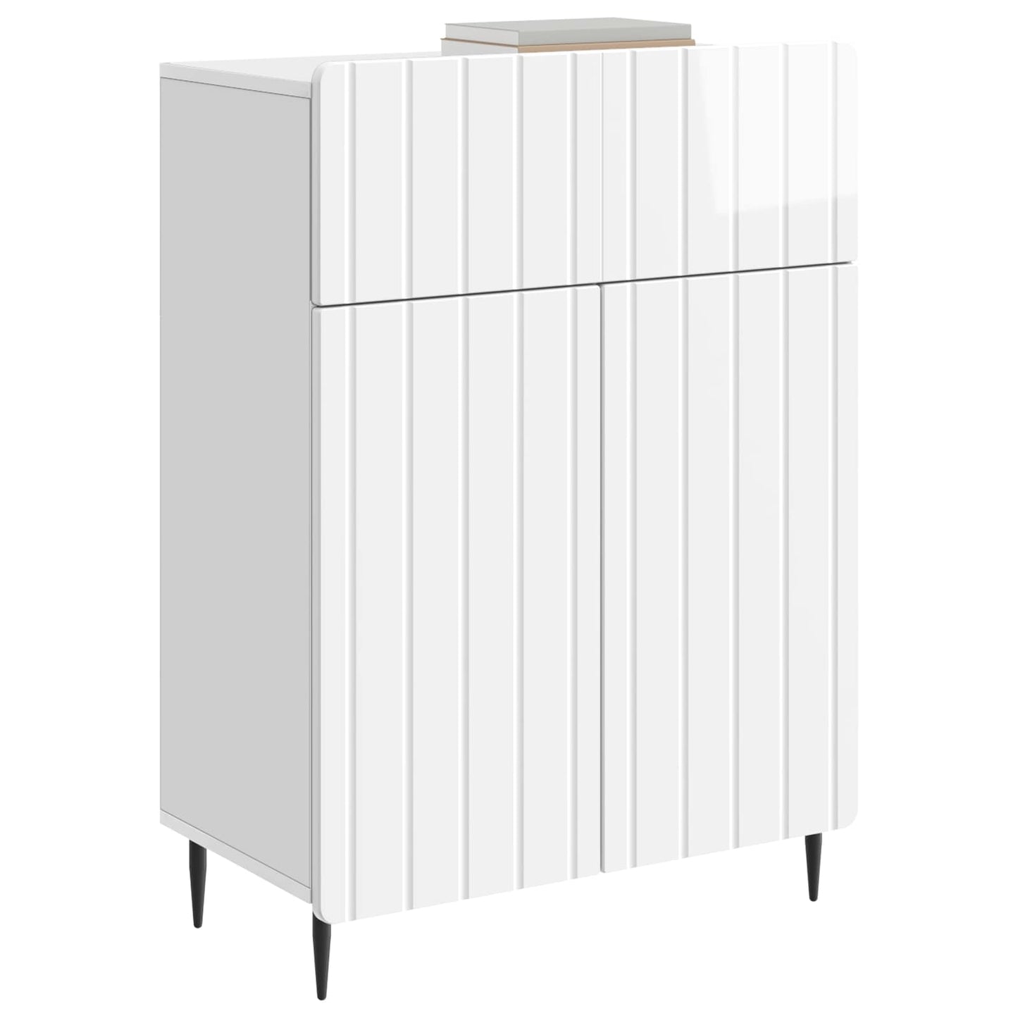 Sideboard Hvid højglans 66 x 34,5 x 92 cm Konstrueret træ