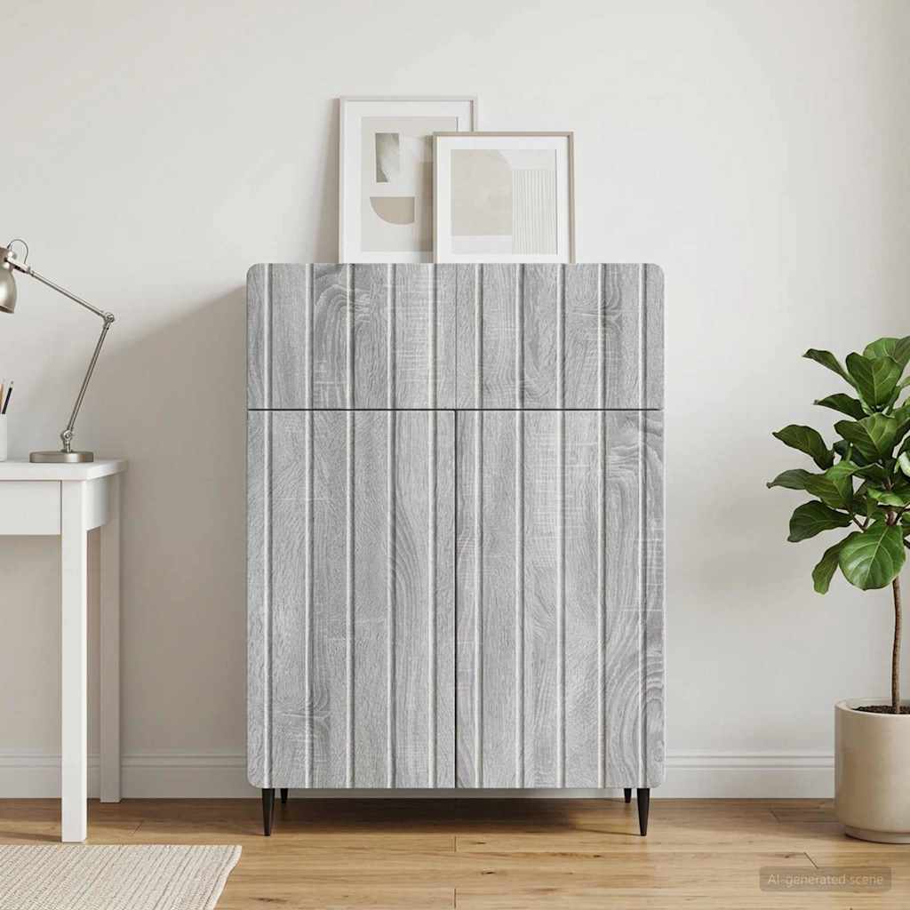 Sideboard Grå sonoma-eg 66 x 34,5 x 92 cm Konstrueret træ