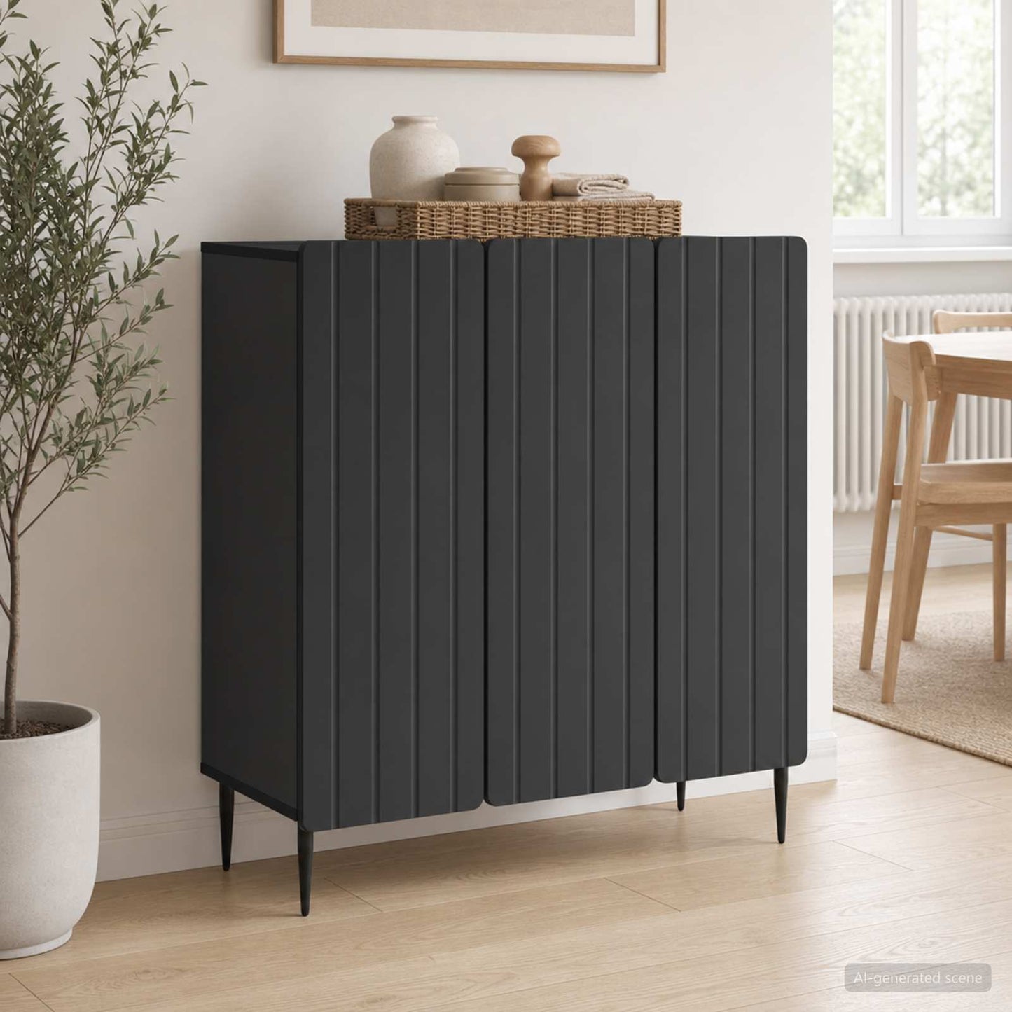 Sideboard Sort 89 x 34,5 x 82 cm Konstrueret træ