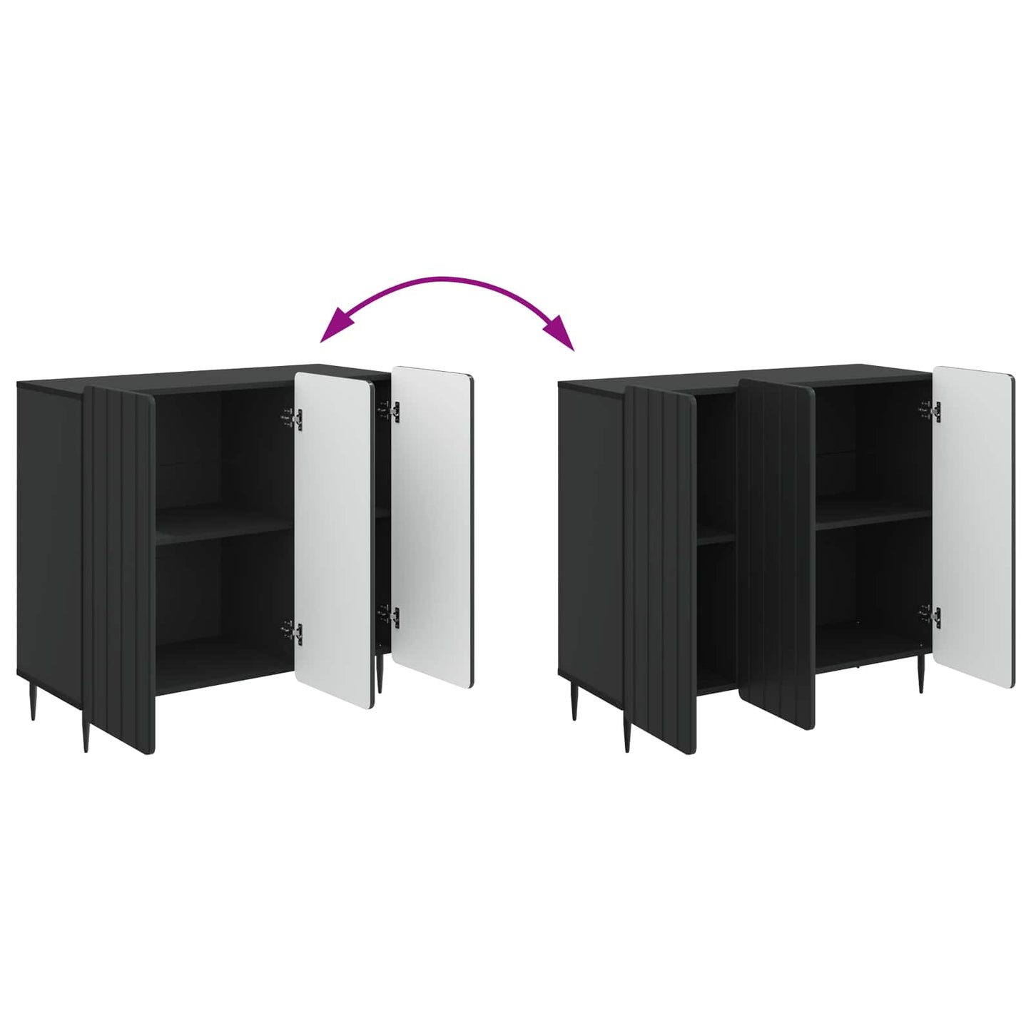 Sideboard Sort 89 x 34,5 x 82 cm Konstrueret træ