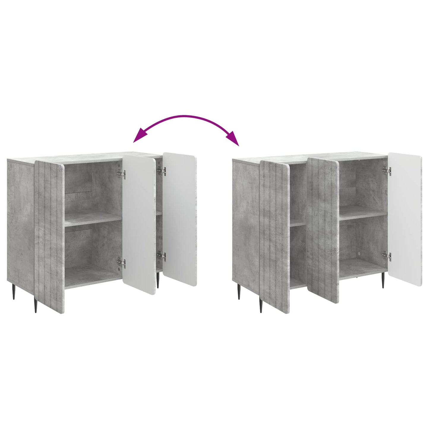 Sideboard Betongrå 89 x 34,5 x 82 cm Konstrueret træ