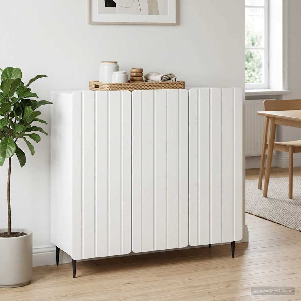 Sideboard Hvid højglans 89 x 34,5 x 82 cm Konstrueret træ