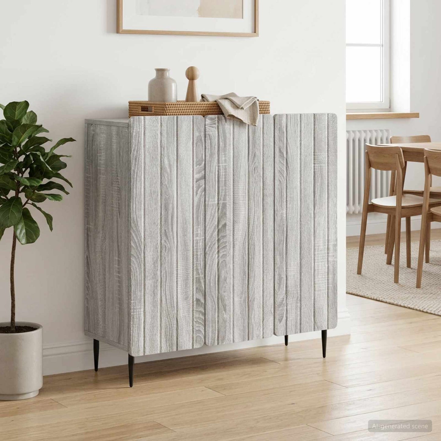 Sideboard Grå sonoma-eg 89 x 34,5 x 82 cm Konstrueret træ