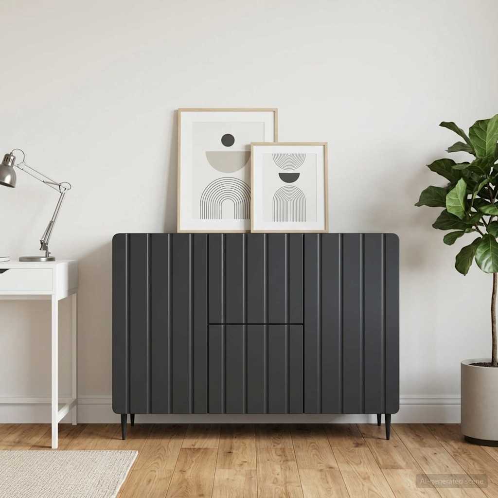 Sideboard med skuffe Sort 89 x 34,5 x 62 cm Konstrueret træ
