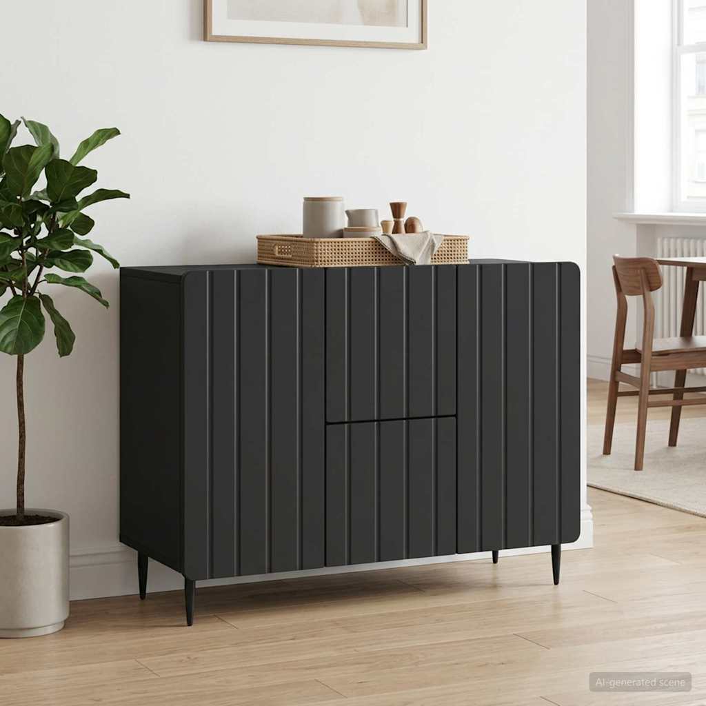 Sideboard med skuffe Sort 89 x 34,5 x 62 cm Konstrueret træ
