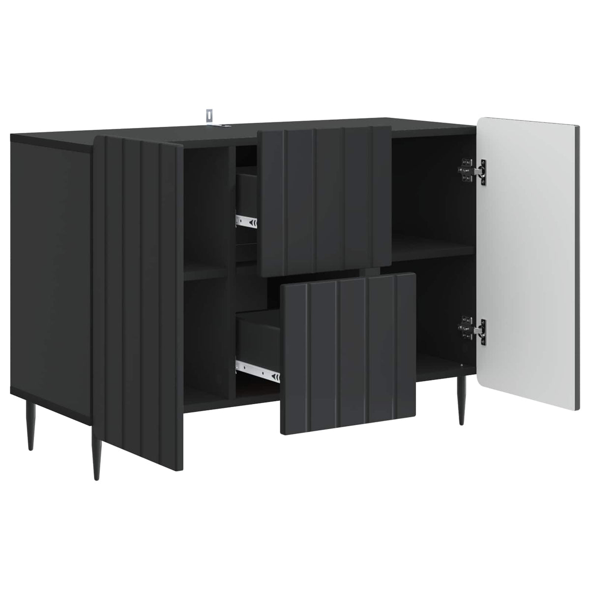 Sideboard med skuffe Sort 89 x 34,5 x 62 cm Konstrueret træ