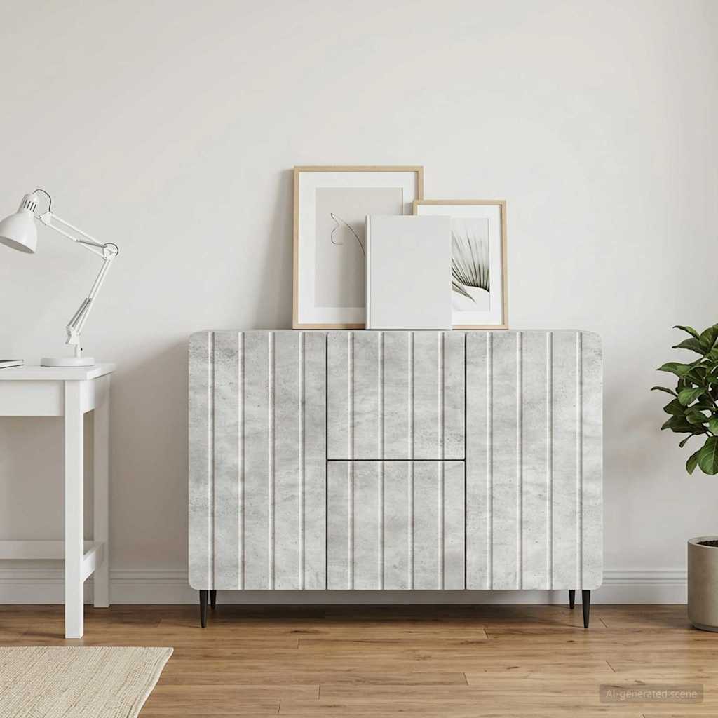 Sideboard med skuffe Betongrå 89 x 34,5 x 62 cm Konstrueret træ