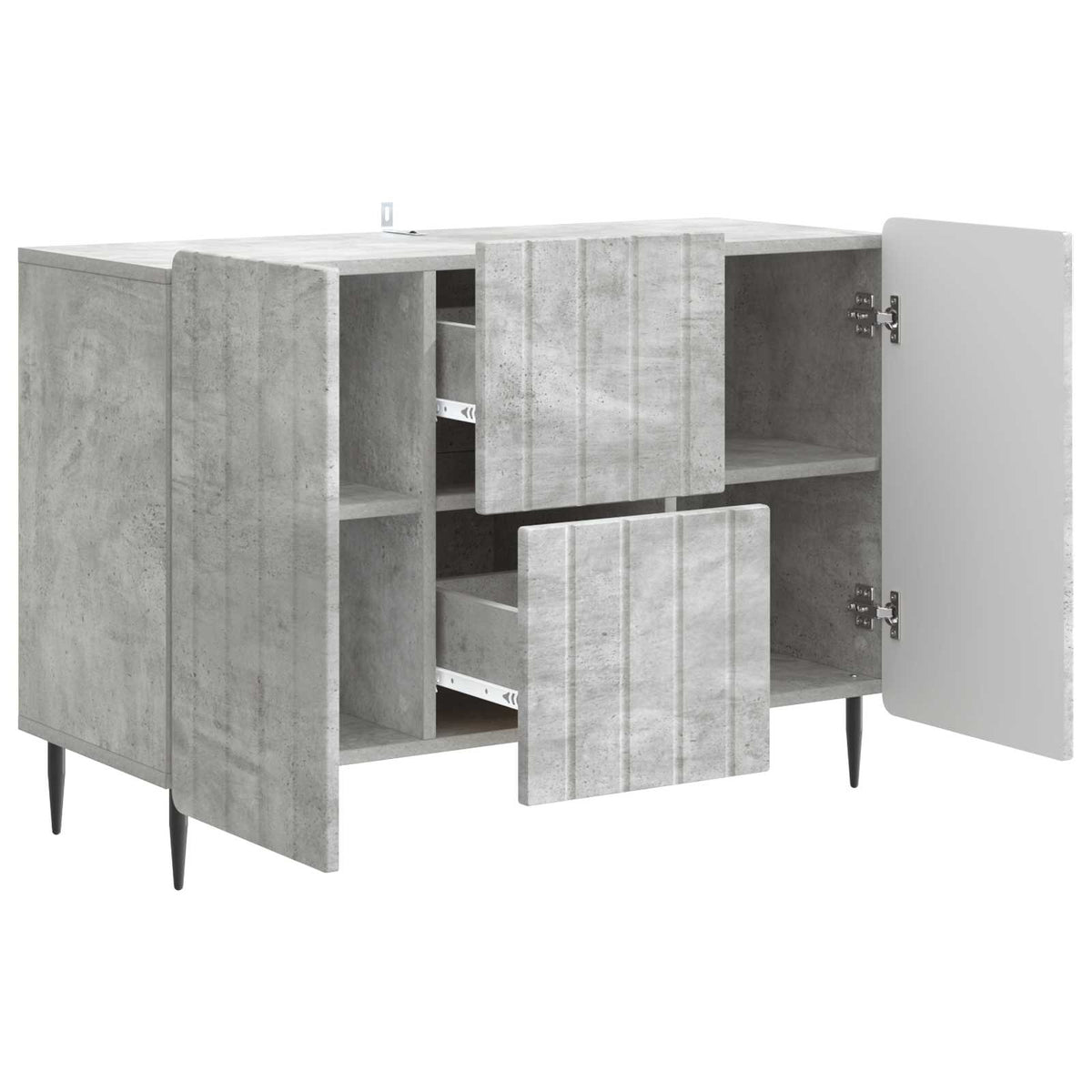 Sideboard med skuffe Betongrå 89 x 34,5 x 62 cm Konstrueret træ