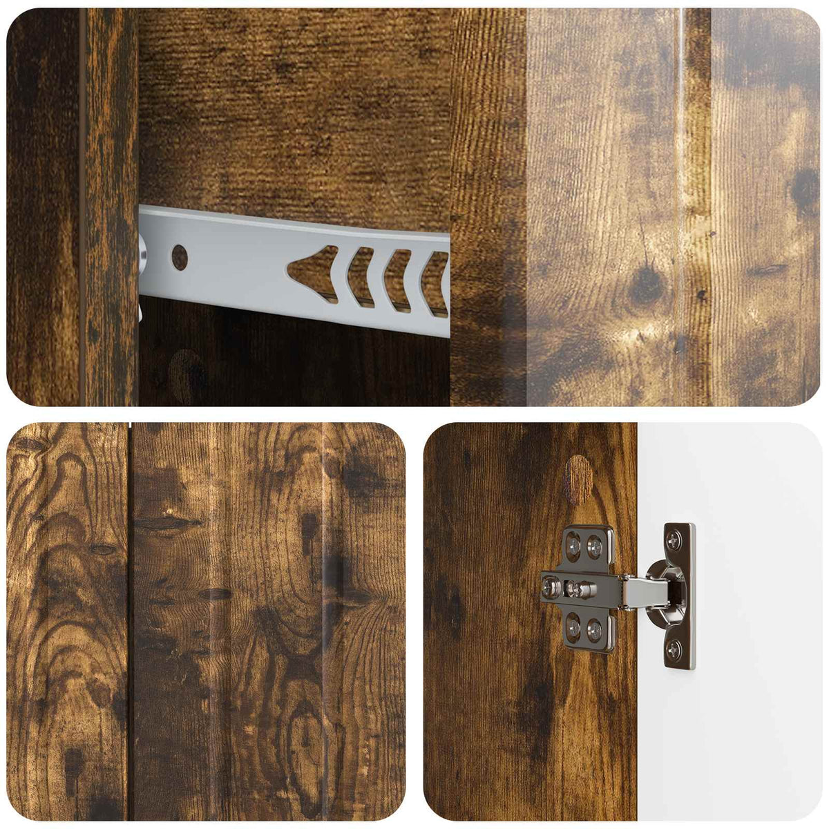 Sideboard med skuffe Røget eg 89 x 34,5 x 62 cm Konstrueret træ