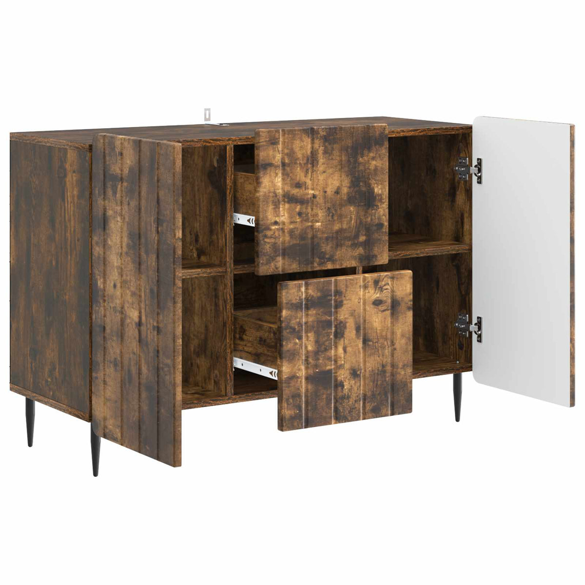 Sideboard med skuffe Røget eg 89 x 34,5 x 62 cm Konstrueret træ