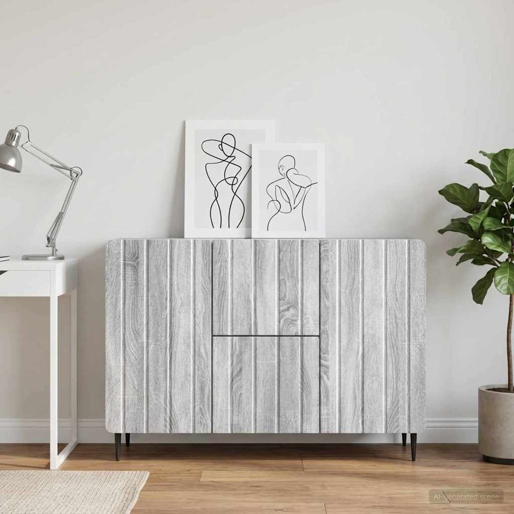 Sideboard Grå sonoma-eg 89 x 34,5 x 62 cm Konstrueret træ