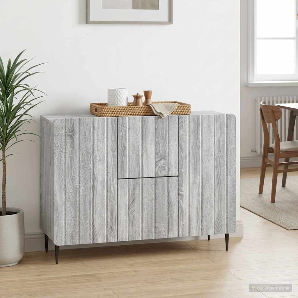 Sideboard Grå sonoma-eg 89 x 34,5 x 62 cm Konstrueret træ