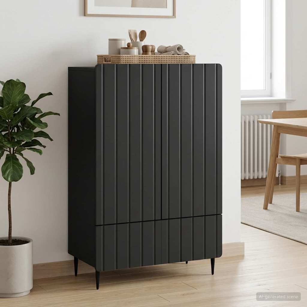 Sideboard Sort 66 x 34,5 x 97 cm Konstrueret træ