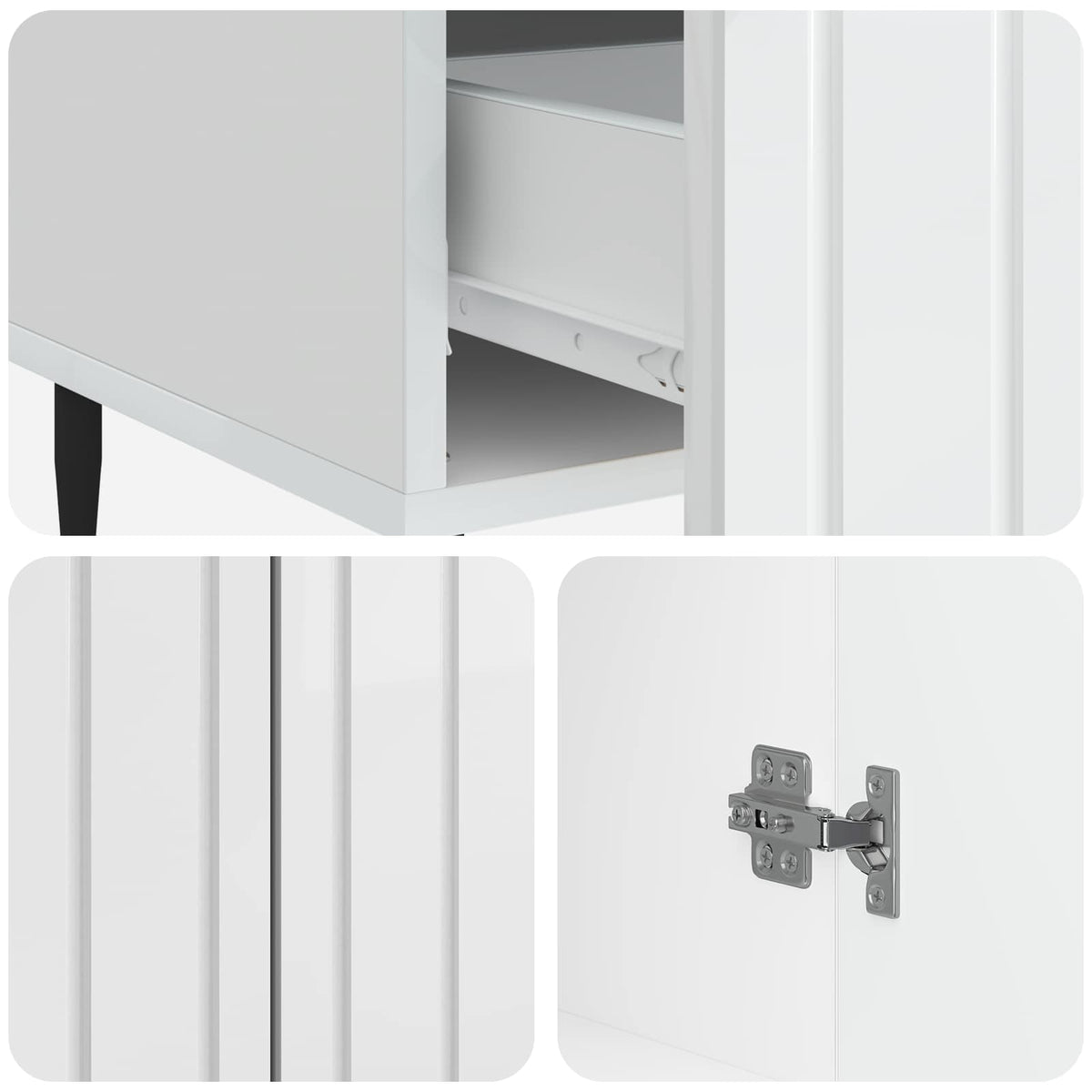 Sideboard Hvid højglans 66 x 34,5 x 97 cm Konstrueret træ