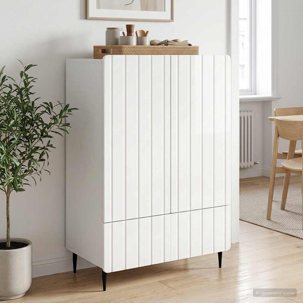 Sideboard Hvid højglans 66 x 34,5 x 97 cm Konstrueret træ