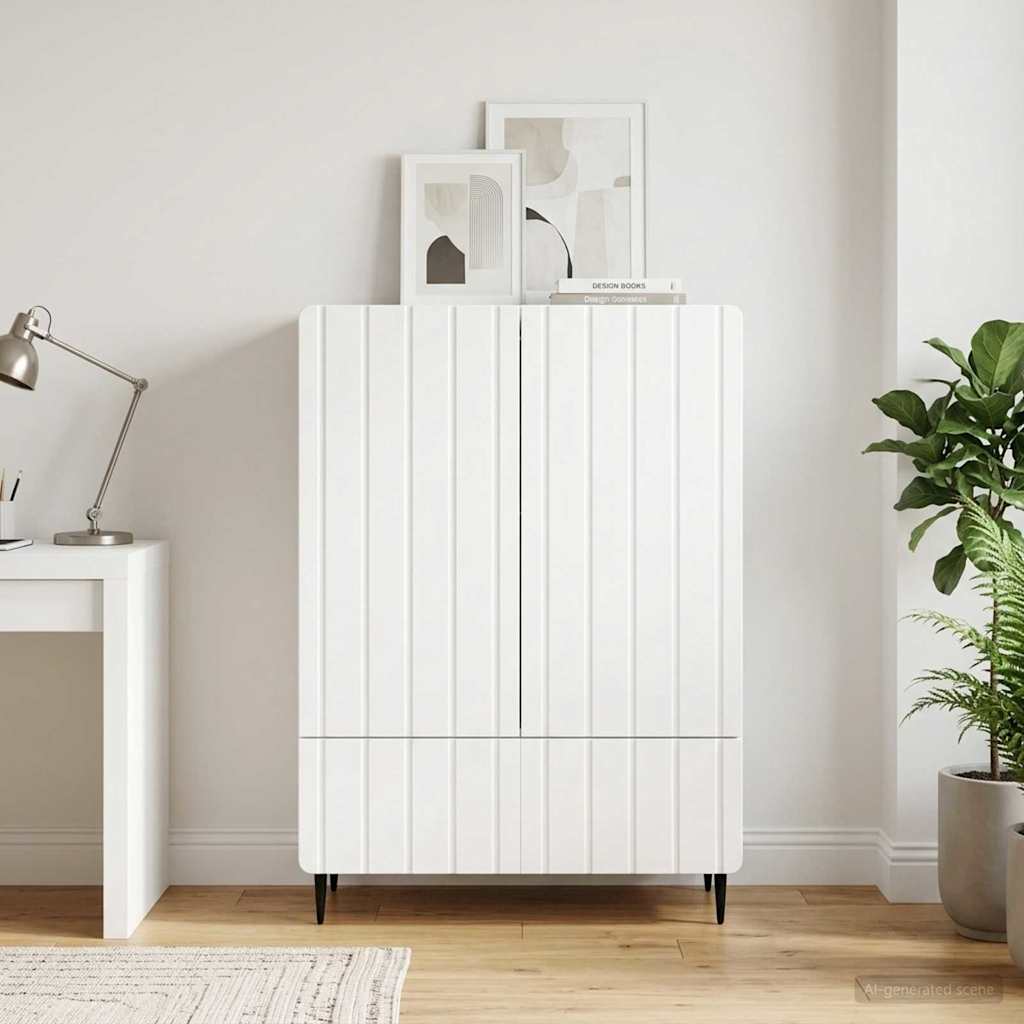 Sideboard Hvid højglans 66 x 34,5 x 97 cm Konstrueret træ