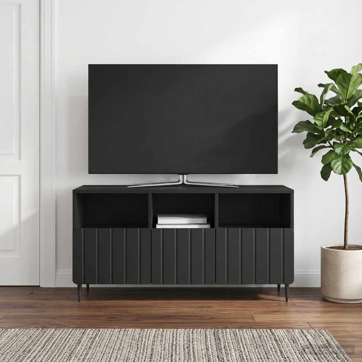 TV-skab med skuffe Sort 102 x 34,5 x 50 cm Konstrueret træ