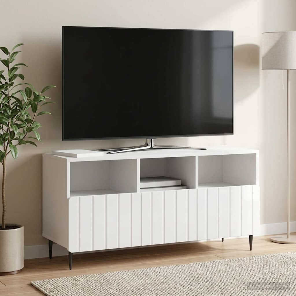 TV-skab Hvid højglans 102 x 34,5 x 50 cm Konstrueret træ