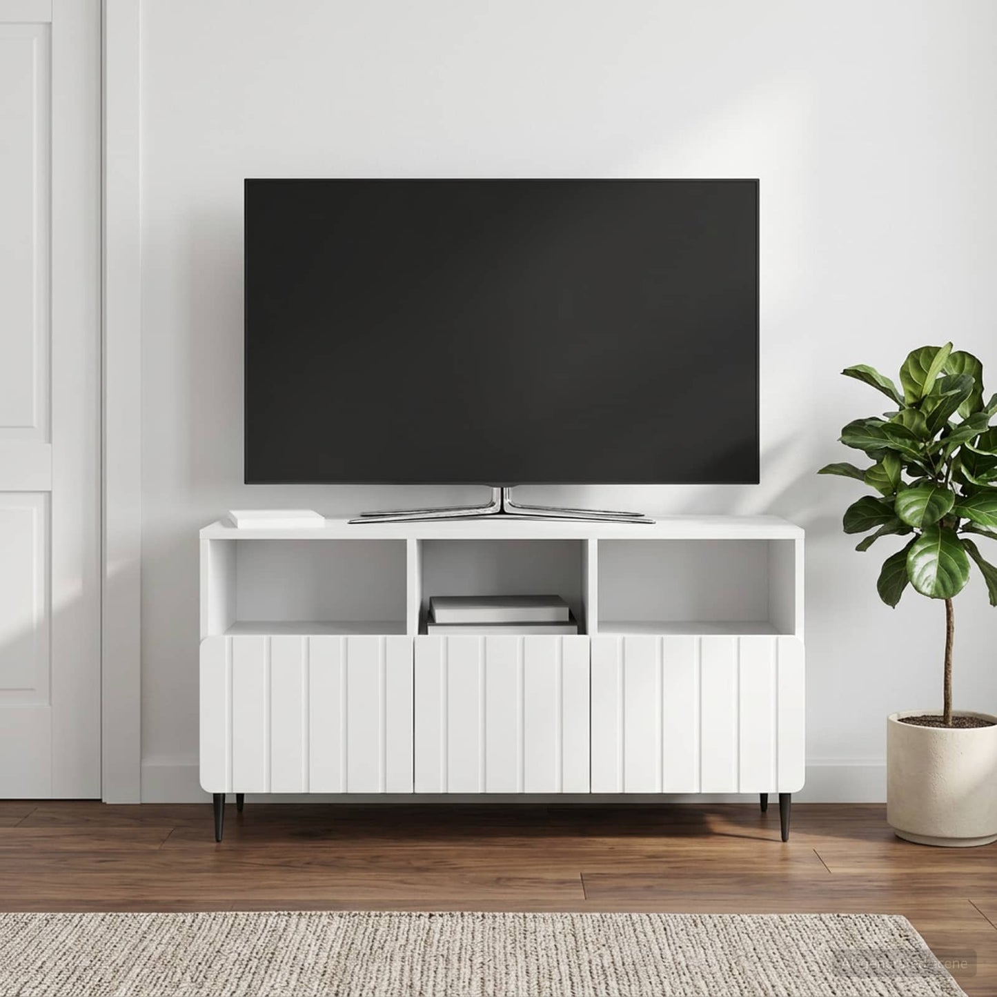 TV-skab Hvid højglans 102 x 34,5 x 50 cm Konstrueret træ