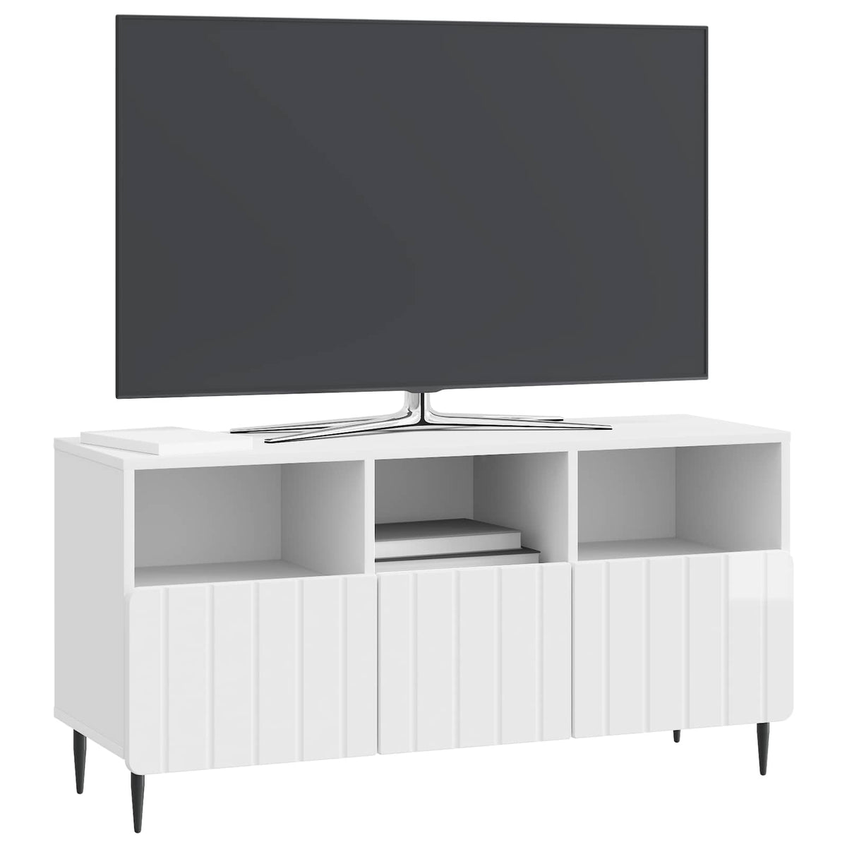 TV-skab Hvid højglans 102 x 34,5 x 50 cm Konstrueret træ