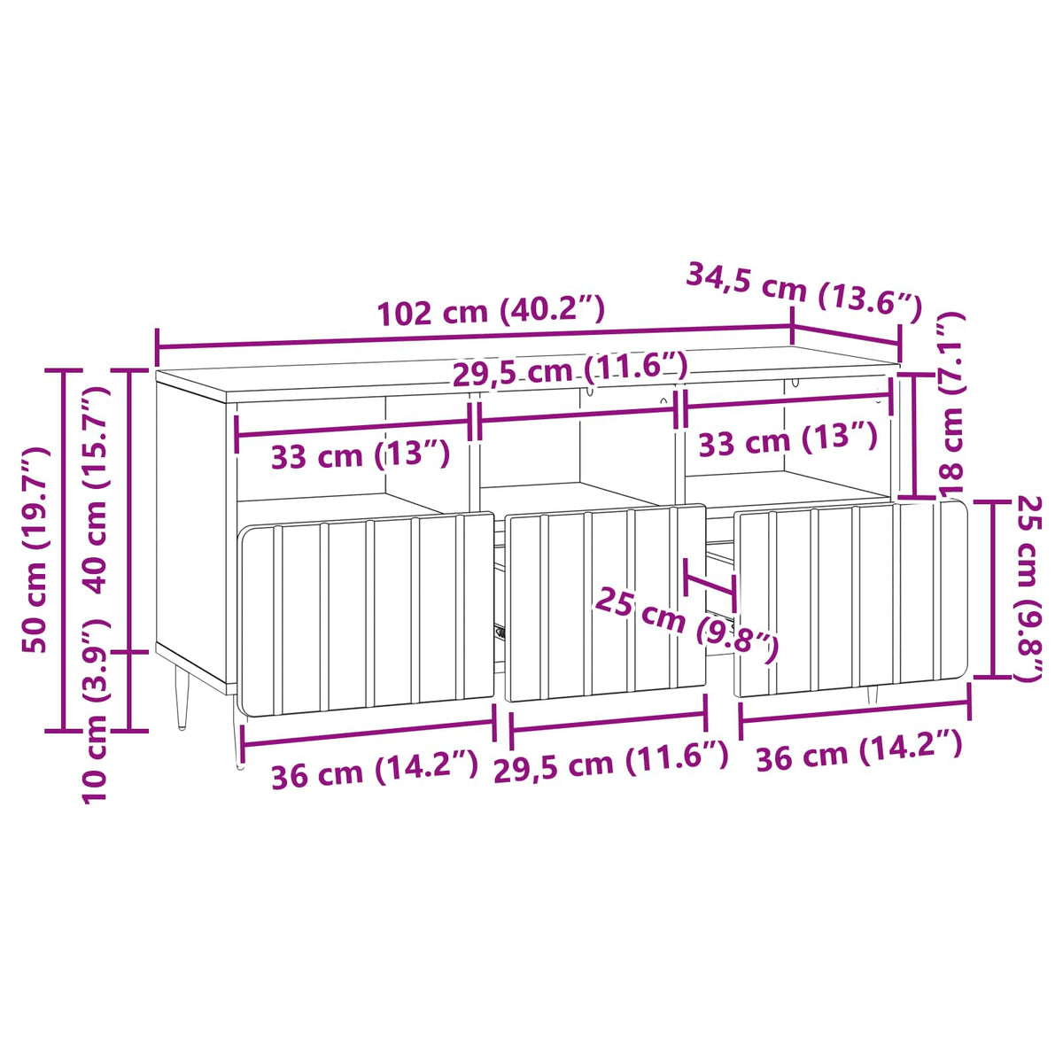 TV-skab Hvid højglans 102 x 34,5 x 50 cm Konstrueret træ
