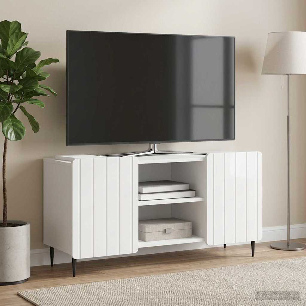 TV-skab 102 x 34,5 x 52 cm Hvid højglans Konstrueret træ