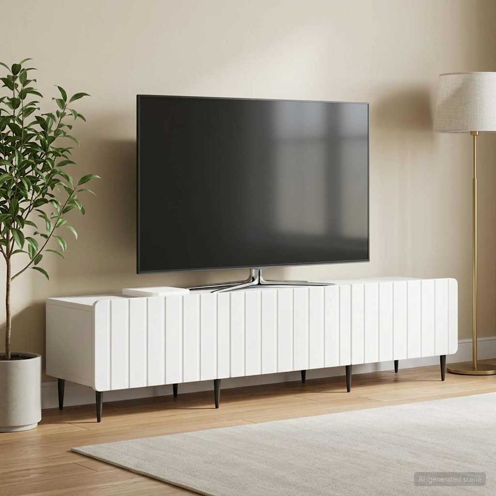 TV-skab med skuffe Hvid 147 x 34,5 x 32 cm Konstrueret træ