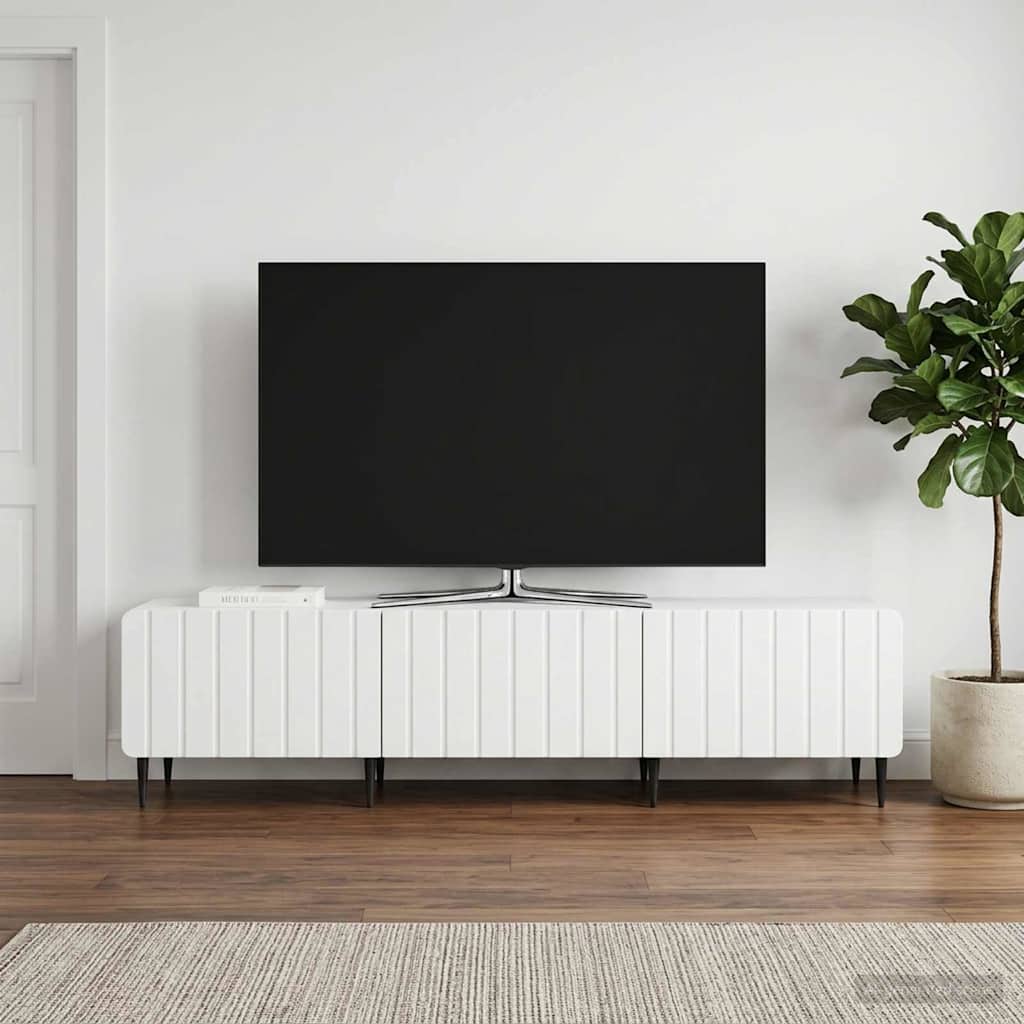 TV-skab med skuffe Hvid 147 x 34,5 x 32 cm Konstrueret træ