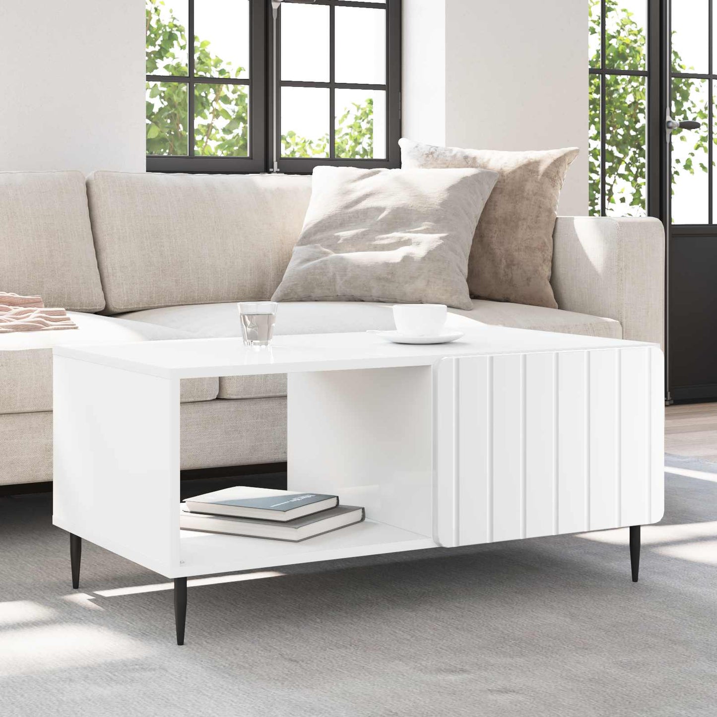 Sofabord Hvid 90 x 50 x 40 cm Konstrueret træ