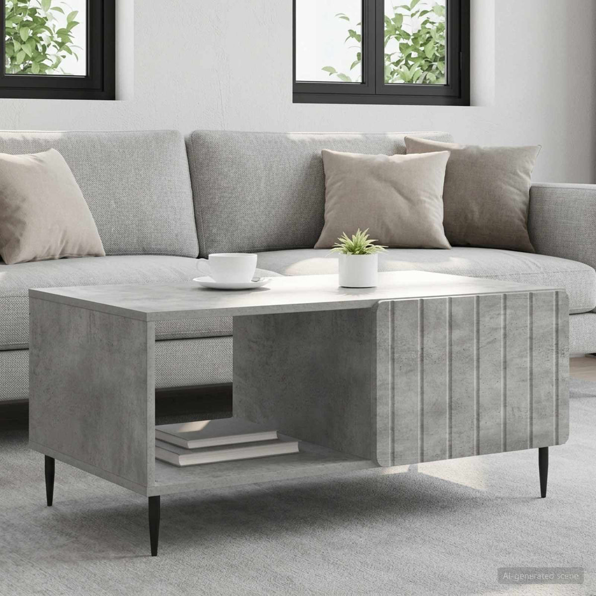 Sofabord Betongrå 90 x 50 x 40 cm Konstrueret træ
