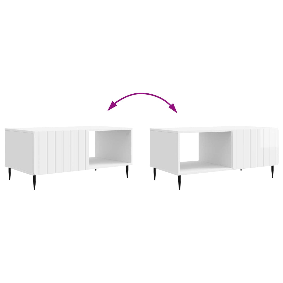 Sofabord Hvid højglans 90 x 50 x 40 cm Konstrueret træ