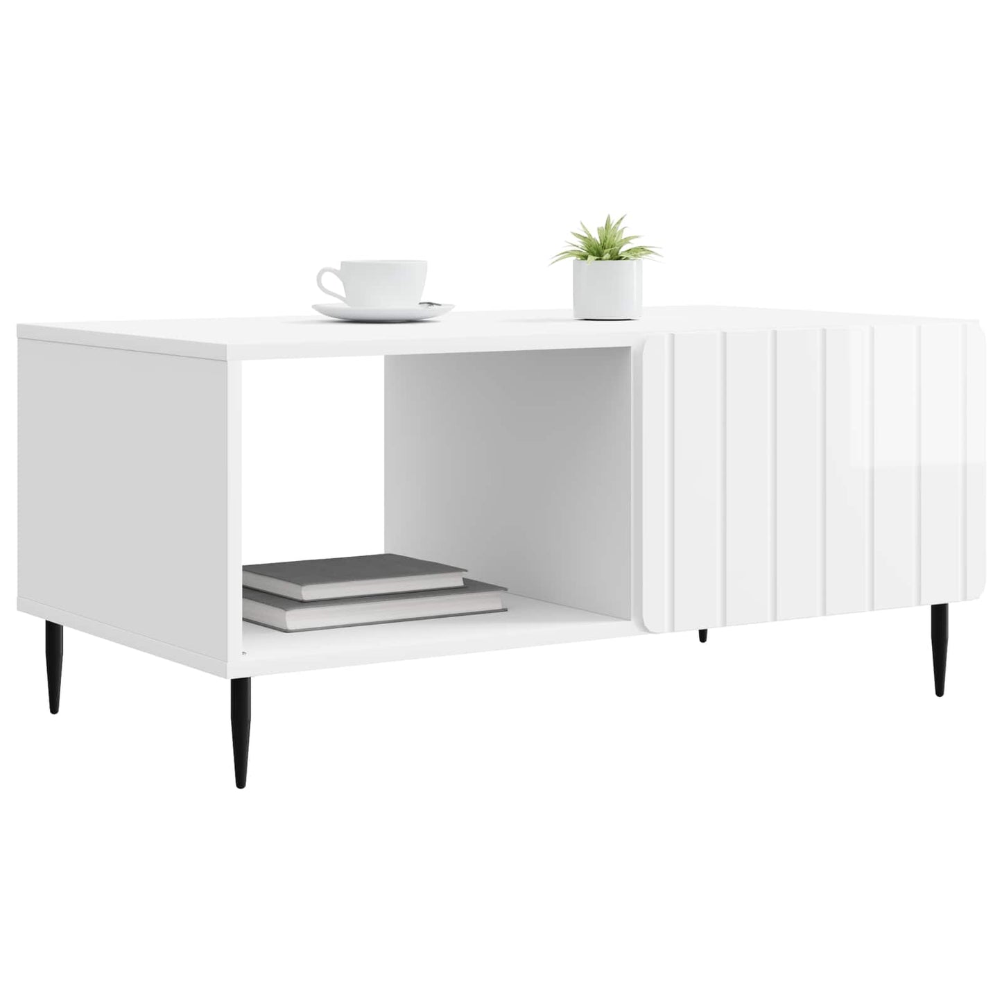 Sofabord Hvid højglans 90 x 50 x 40 cm Konstrueret træ