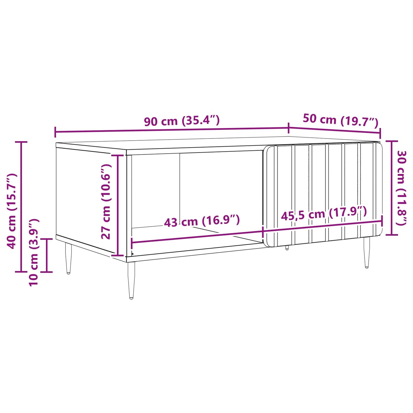 Sofabord Røget eg 90 x 50 x 40 cm Konstrueret træ