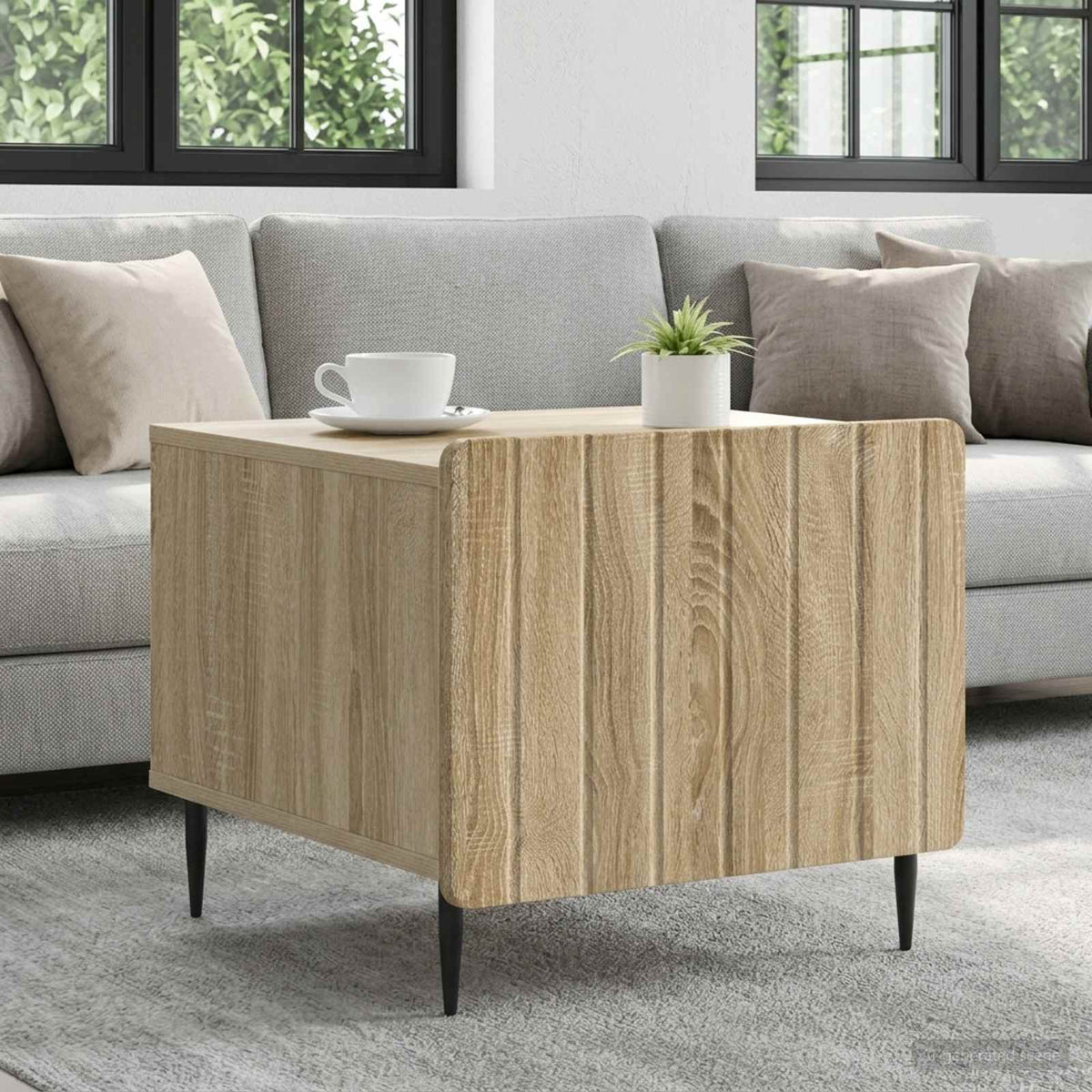 Sofabord med skuffe Sonoma-eg 49 x 50 x 42 cm Konstrueret træ