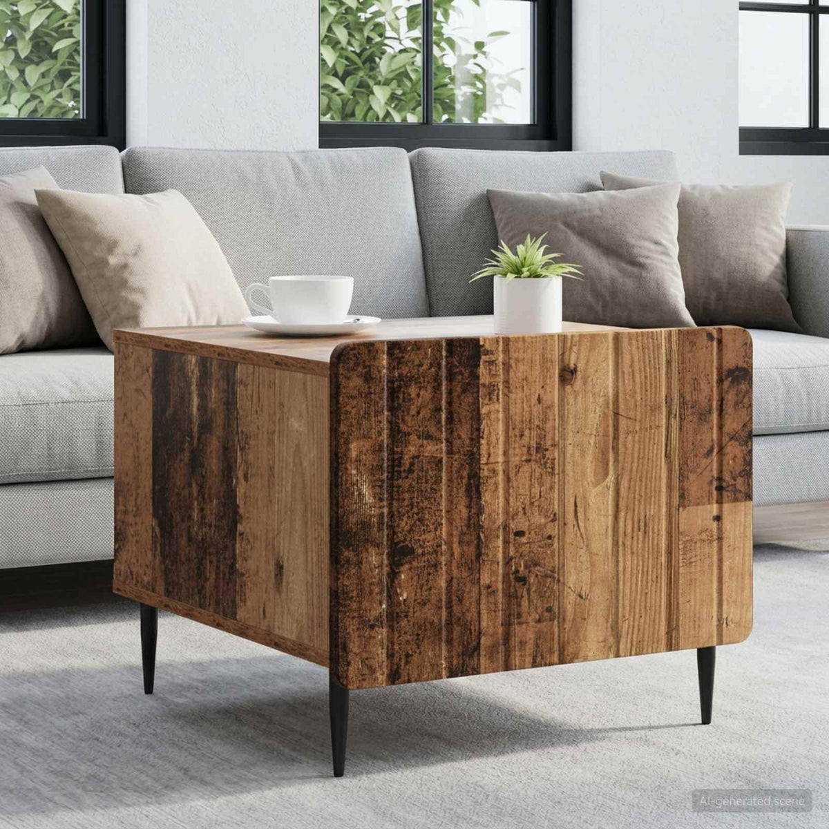 Sofabord med skuffe Gammelt træ 49 x 50 x 42 cm Konstrueret træ