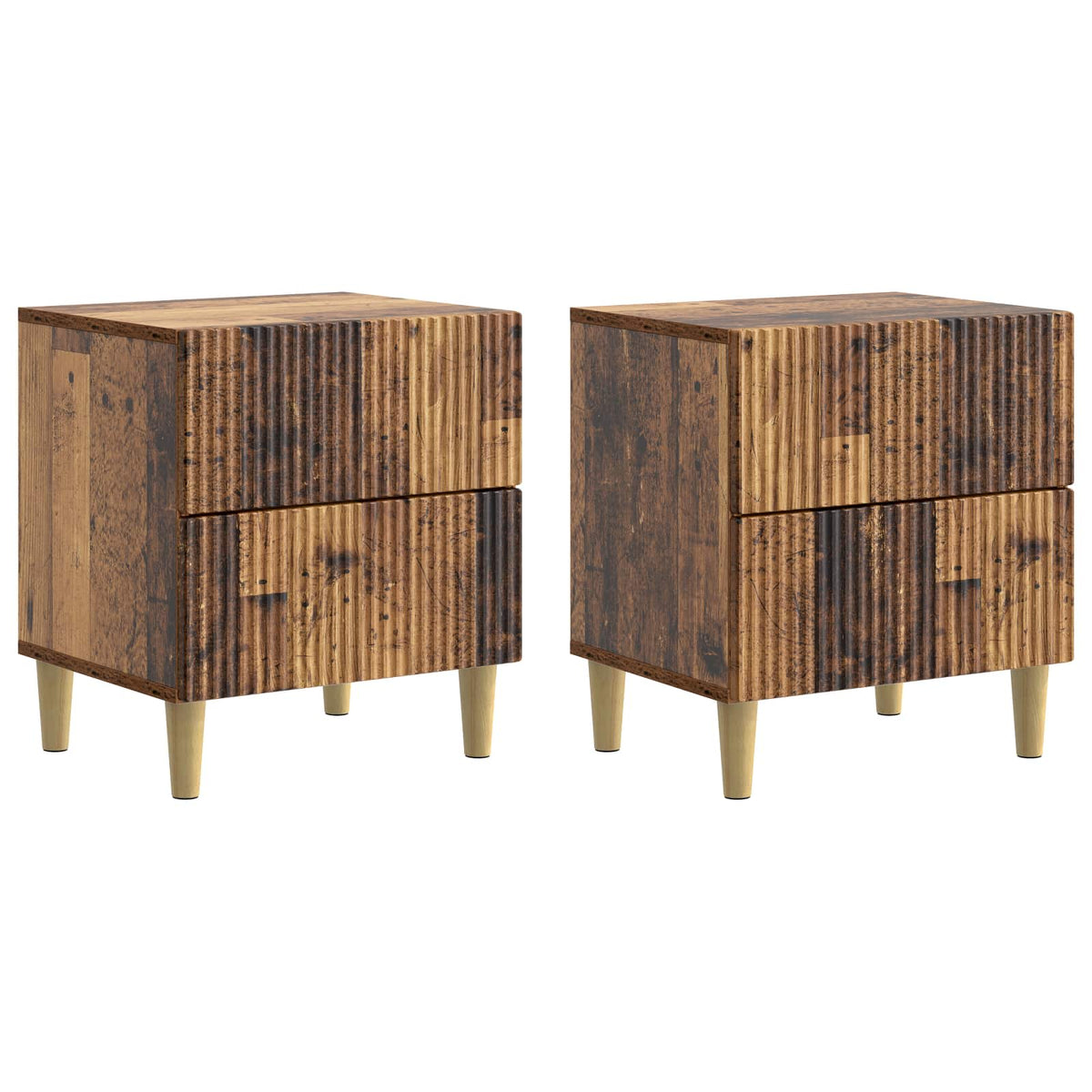 Natskab 2 stk. Gammelt træ 43 x 34,5 x 48 cm Konstrueret træ