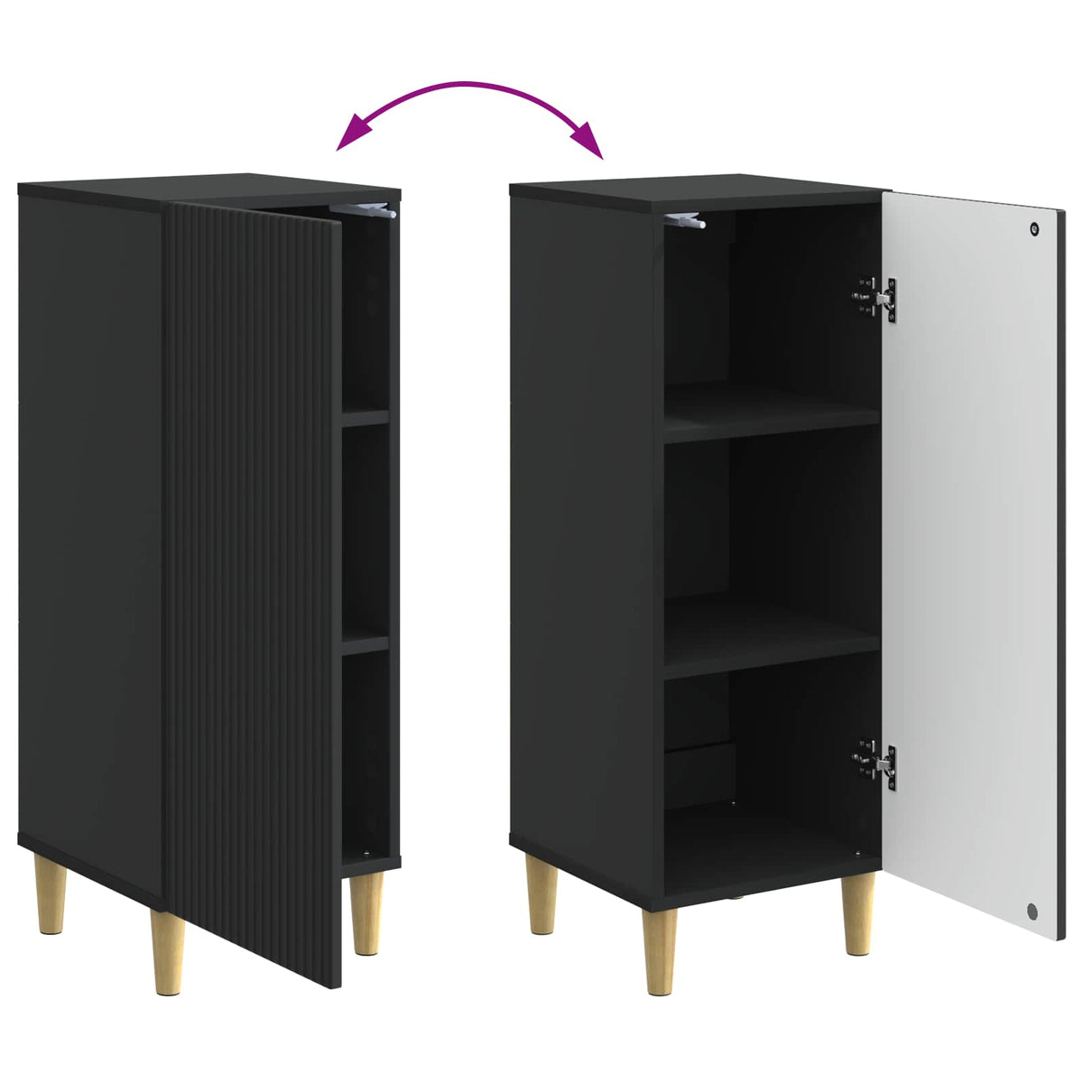 Sideboard Sort 33 x 34,5 x 90 cm Konstrueret træ