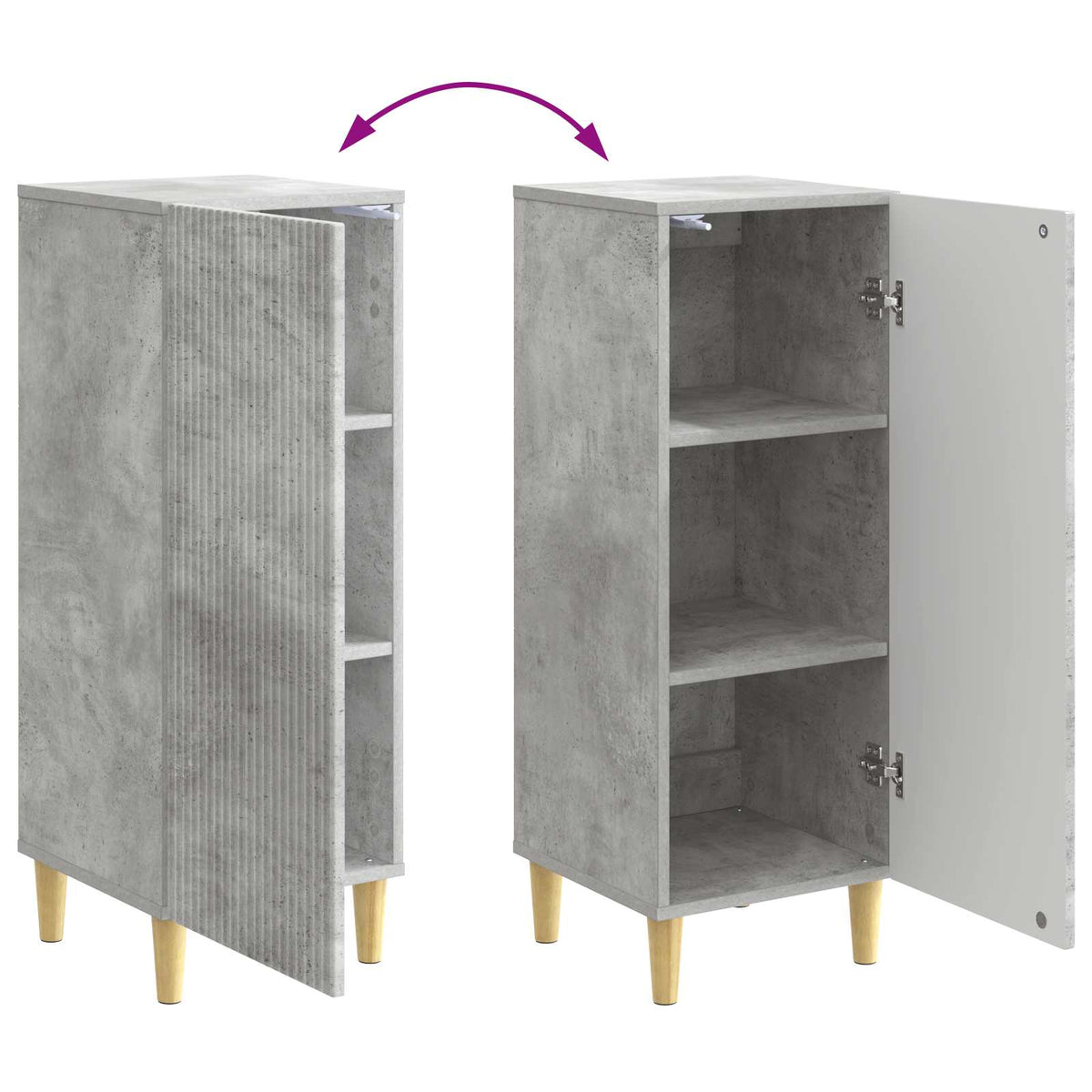 Sideboard Betongrå 33 x 34,5 x 90 cm Konstrueret træ