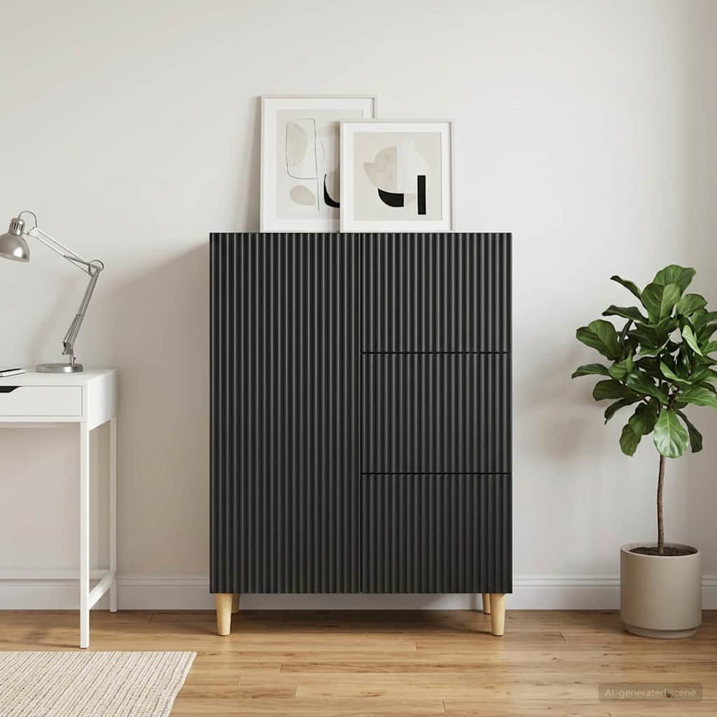 Sideboard med skuffe Sort 66 x 34,5 x 90 cm Konstrueret træ