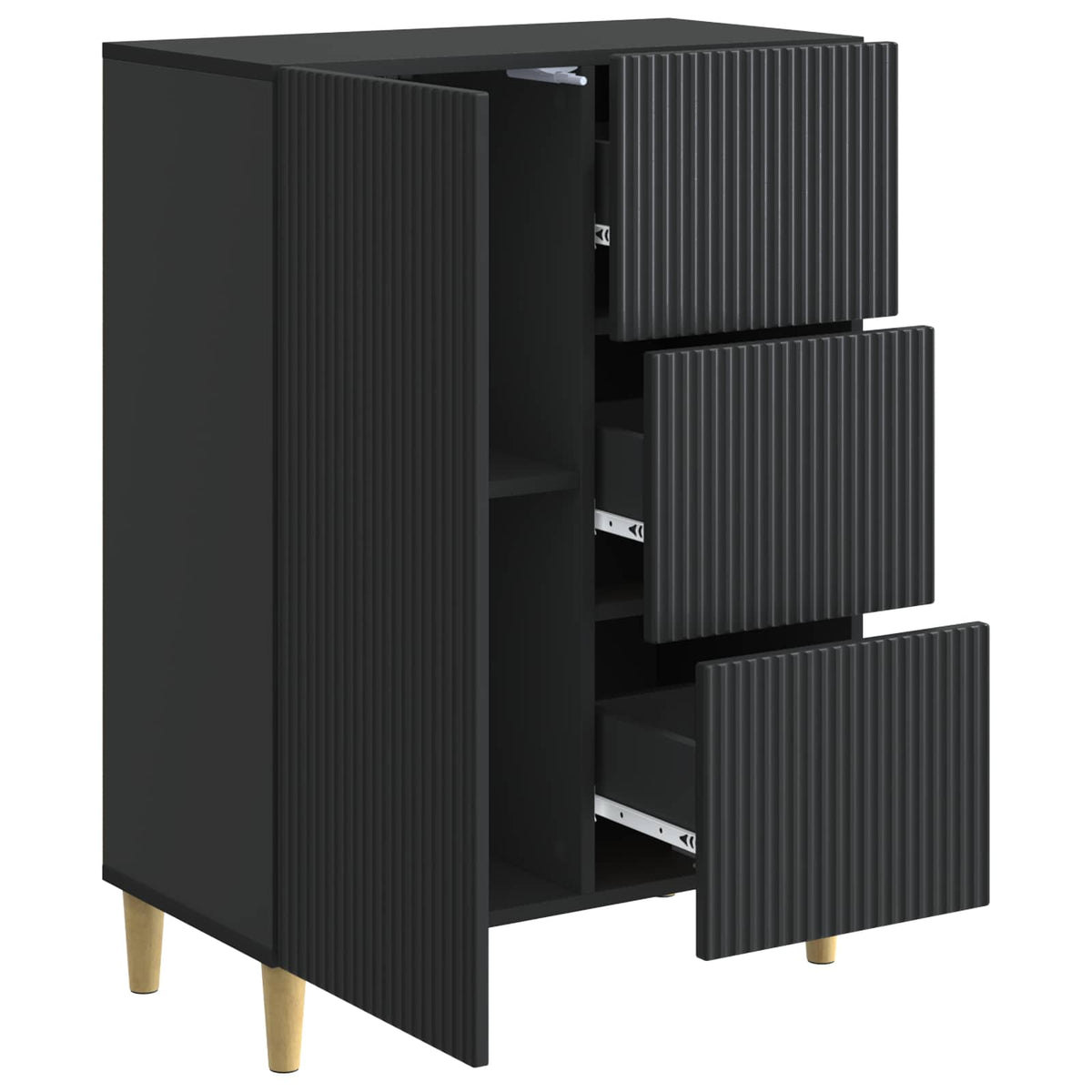 Sideboard med skuffe Sort 66 x 34,5 x 90 cm Konstrueret træ