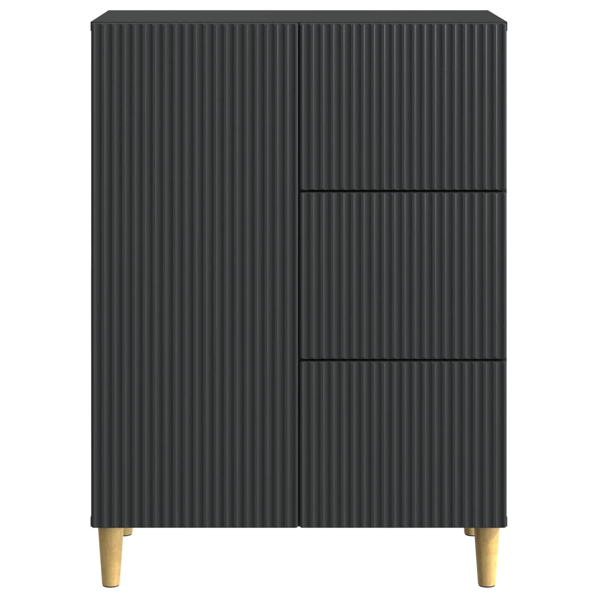 Sideboard med skuffe Sort 66 x 34,5 x 90 cm Konstrueret træ