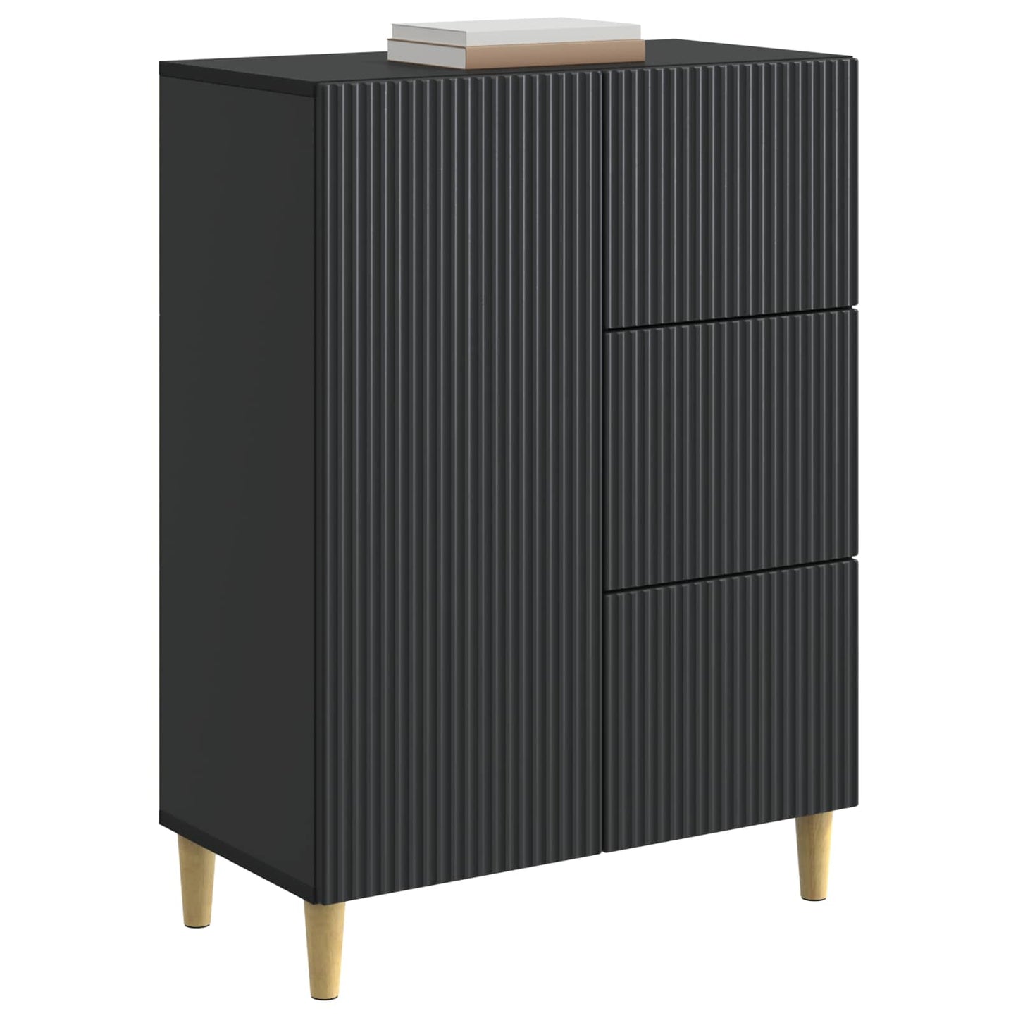 Sideboard med skuffe Sort 66 x 34,5 x 90 cm Konstrueret træ