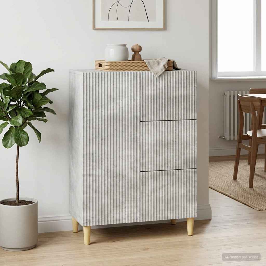 Sideboard med skuffe Betongrå 66 x 34,5 x 90 cm Konstrueret træ