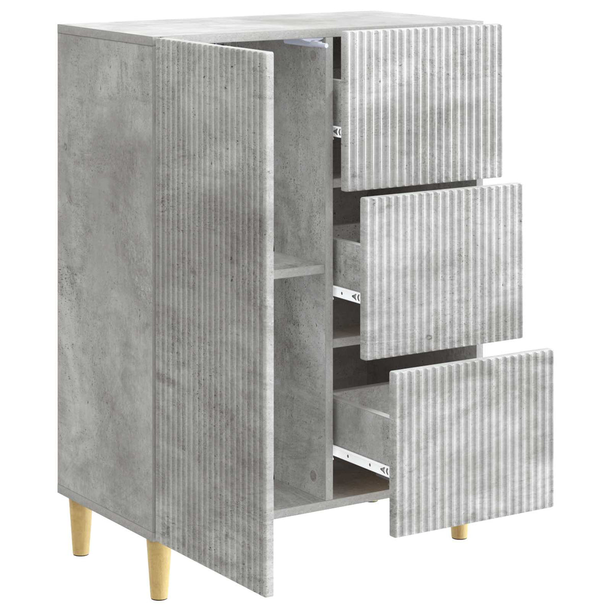 Sideboard med skuffe Betongrå 66 x 34,5 x 90 cm Konstrueret træ