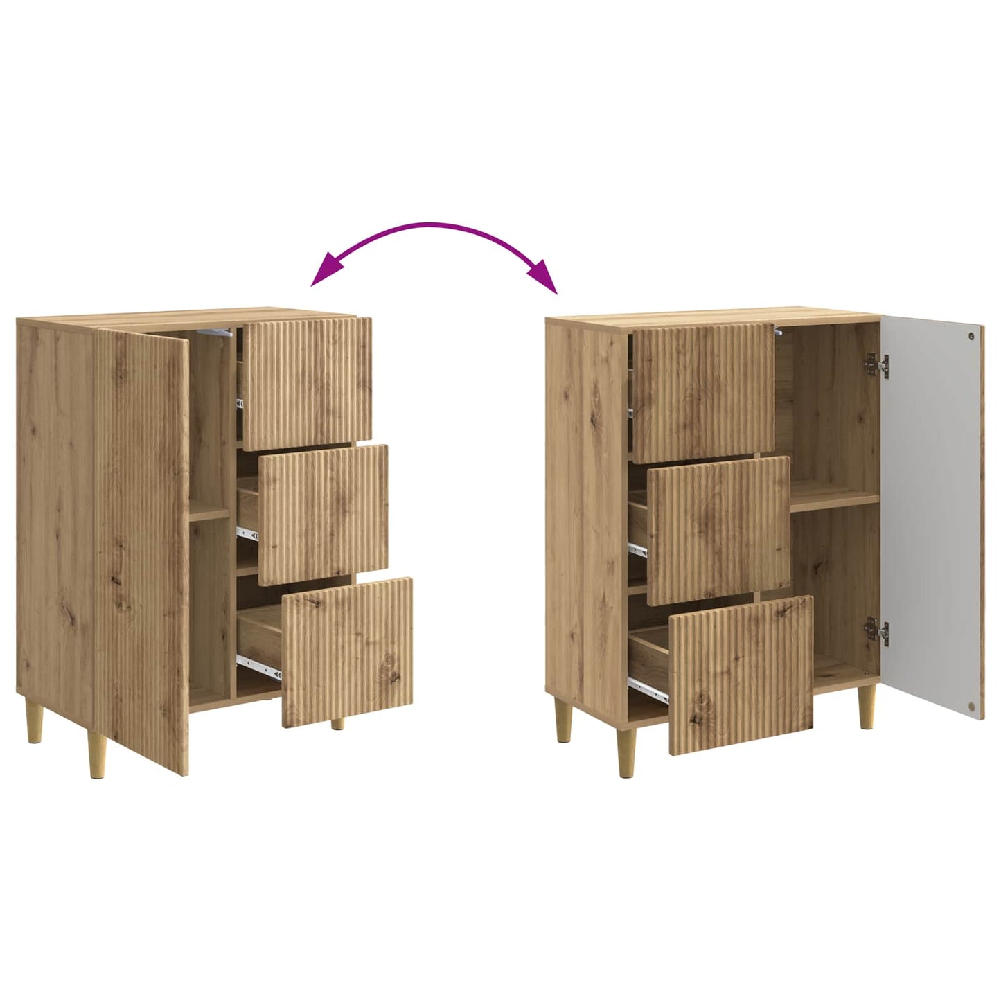 Sideboard Artisan-eg 66 x 34,5 x 90 cm Konstrueret træ