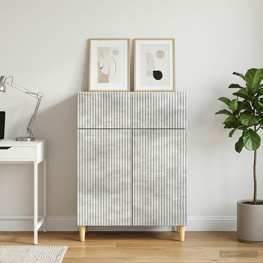 Sideboard med skuffe Betongrå 66 x 34,5 x 90 cm Konstrueret træ